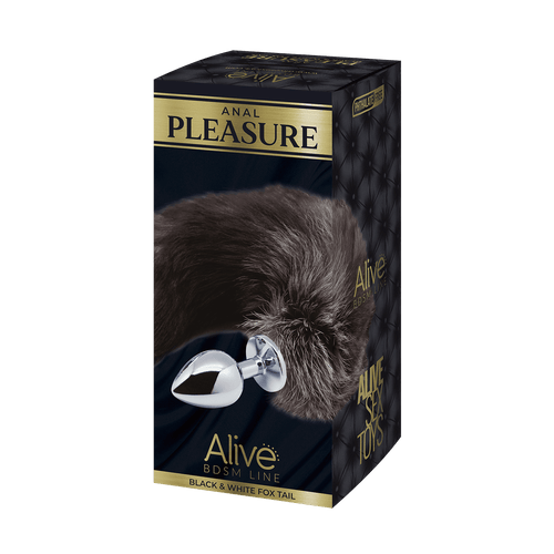 Alive - Plug Anale in Metallo con Coda Volpe Taglia L - Bianca e Nera